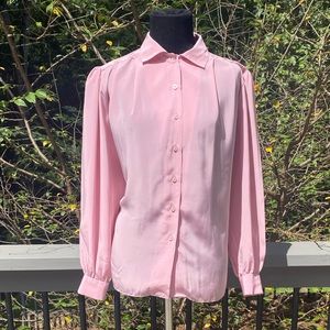 Vintage 80s 90s Pink Feminine Cottagecore Big Sleeve Blouse